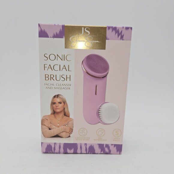 JESSICA SIMPSON Sonic Facial Brush Cleanser And Massager 5 Speeds 2 Brush Heads - Picture 1 of 6